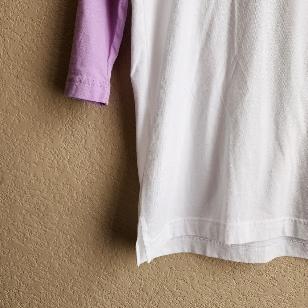 Victoria's secret PINK white and purple shirt 3/4 sleeve Size XS-Medium - Picture 4 of 10